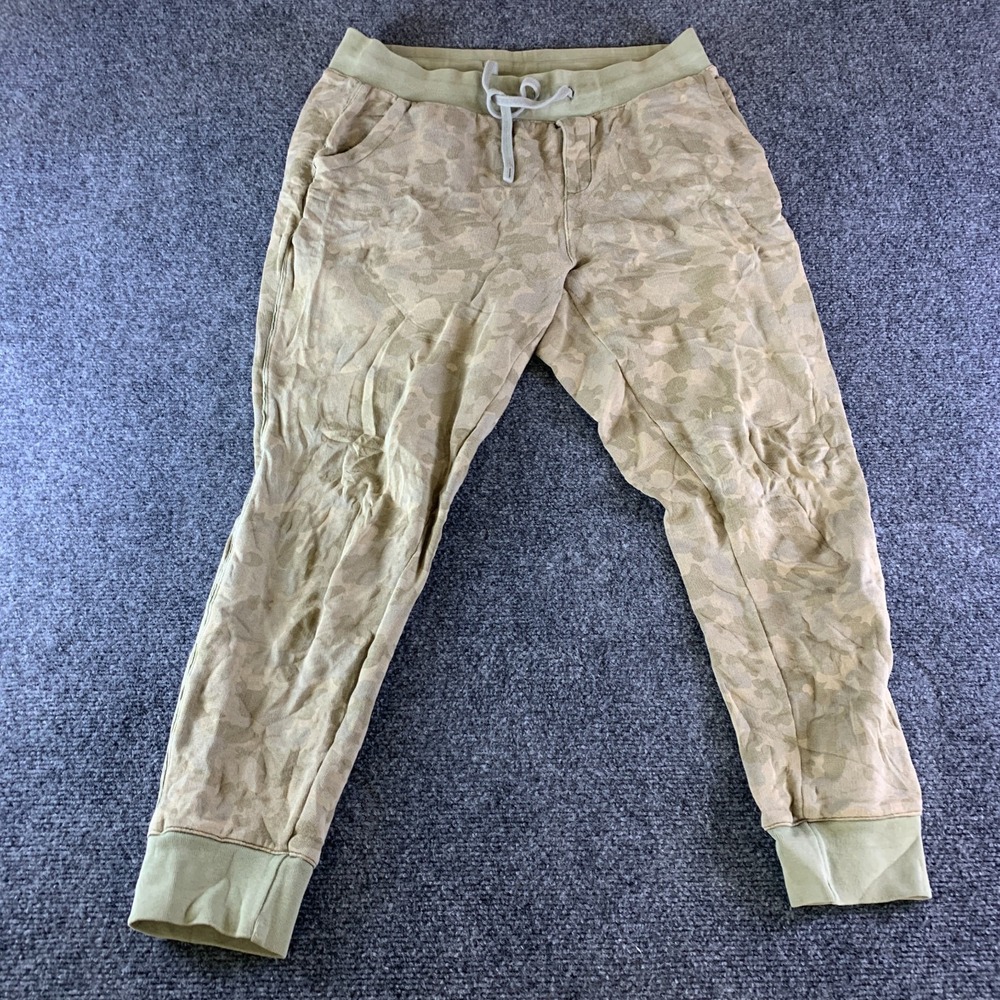 Uniqlo Jogger Pants Mens Medium Green Camouflage Cotton Drawstring Tapered Leg